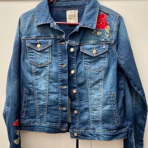 Jean Jacket with Rose Appliqués.